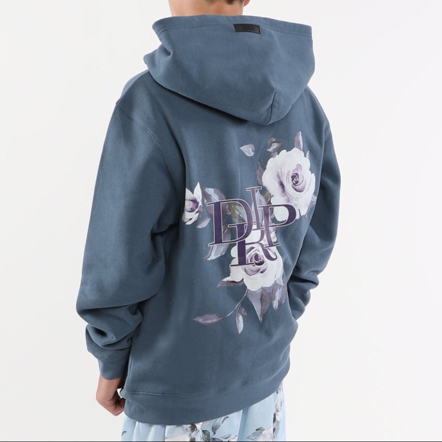 ROSE GARDEN GRAPHIC HOODIE-DENIM