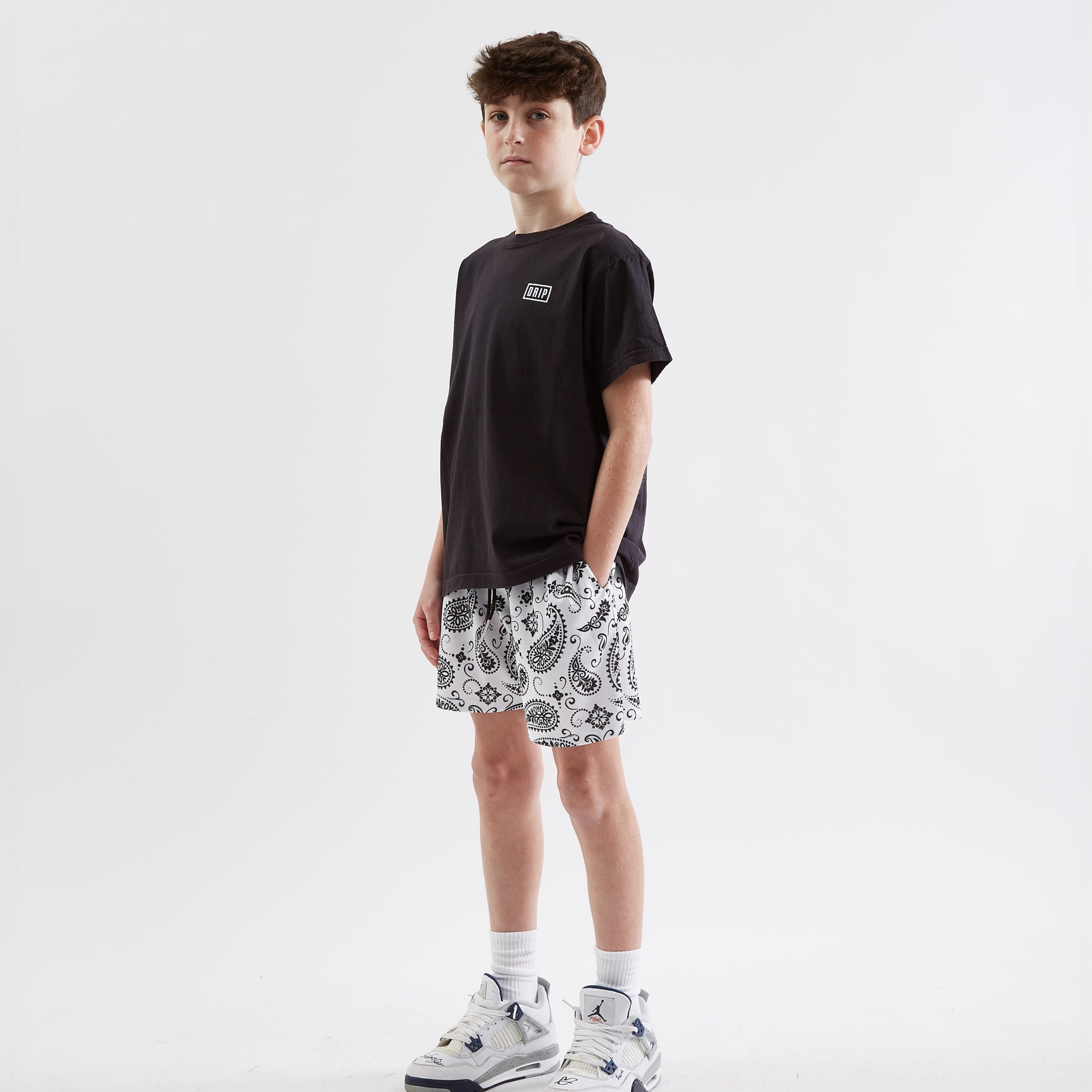 PAISLEY PARADISE- WHITE SHORTS