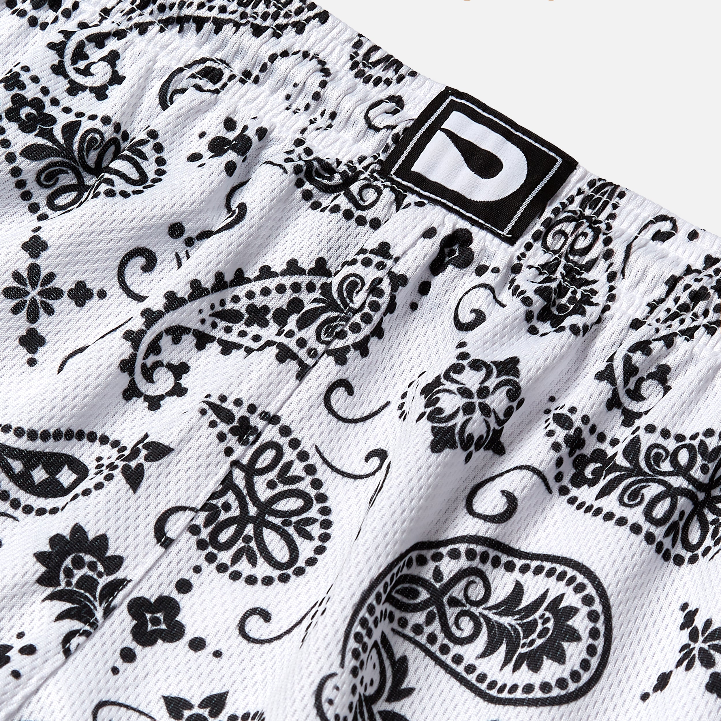 PAISLEY PARADISE- WHITE SHORTS