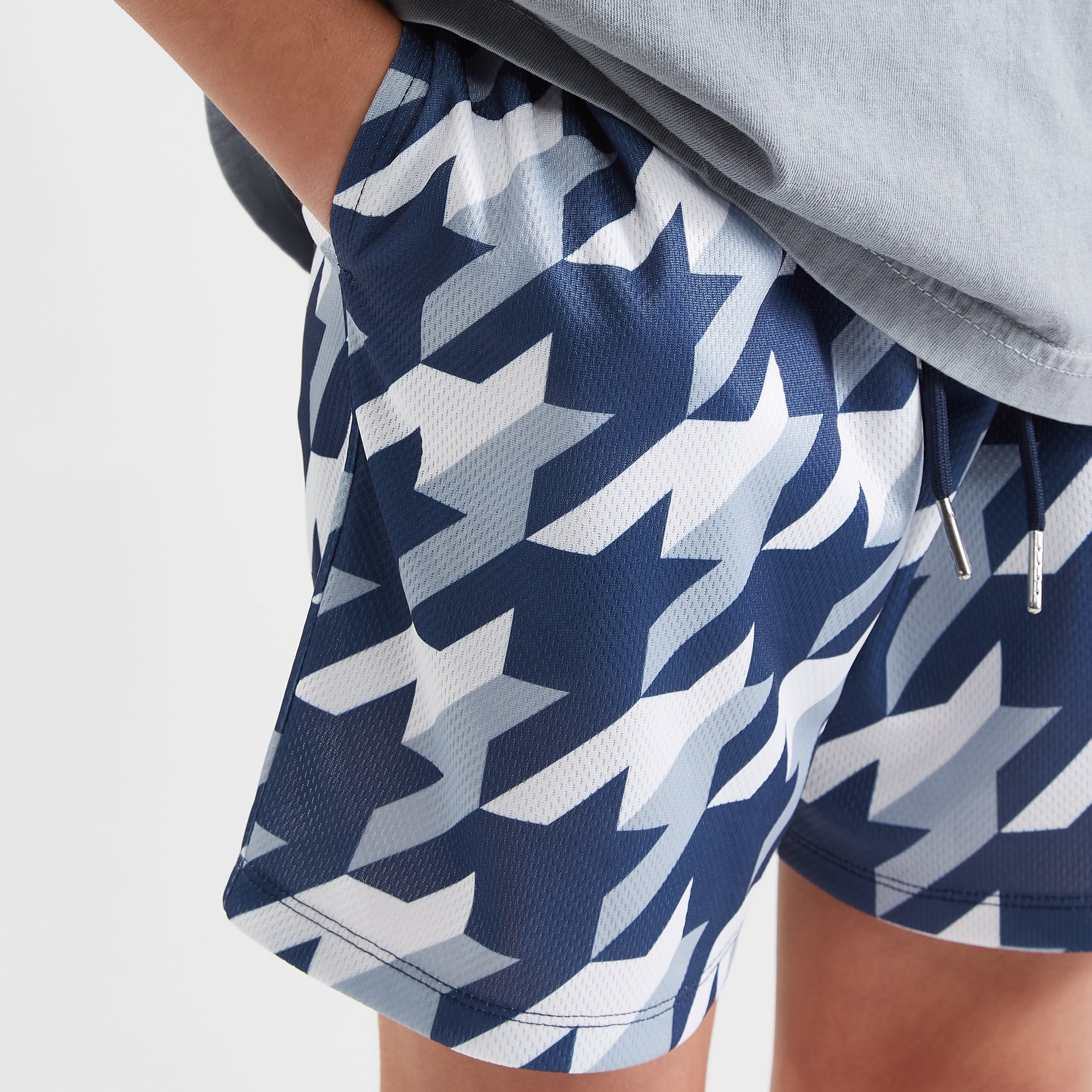 NAVY HOUNDSTOOTH SHORTS