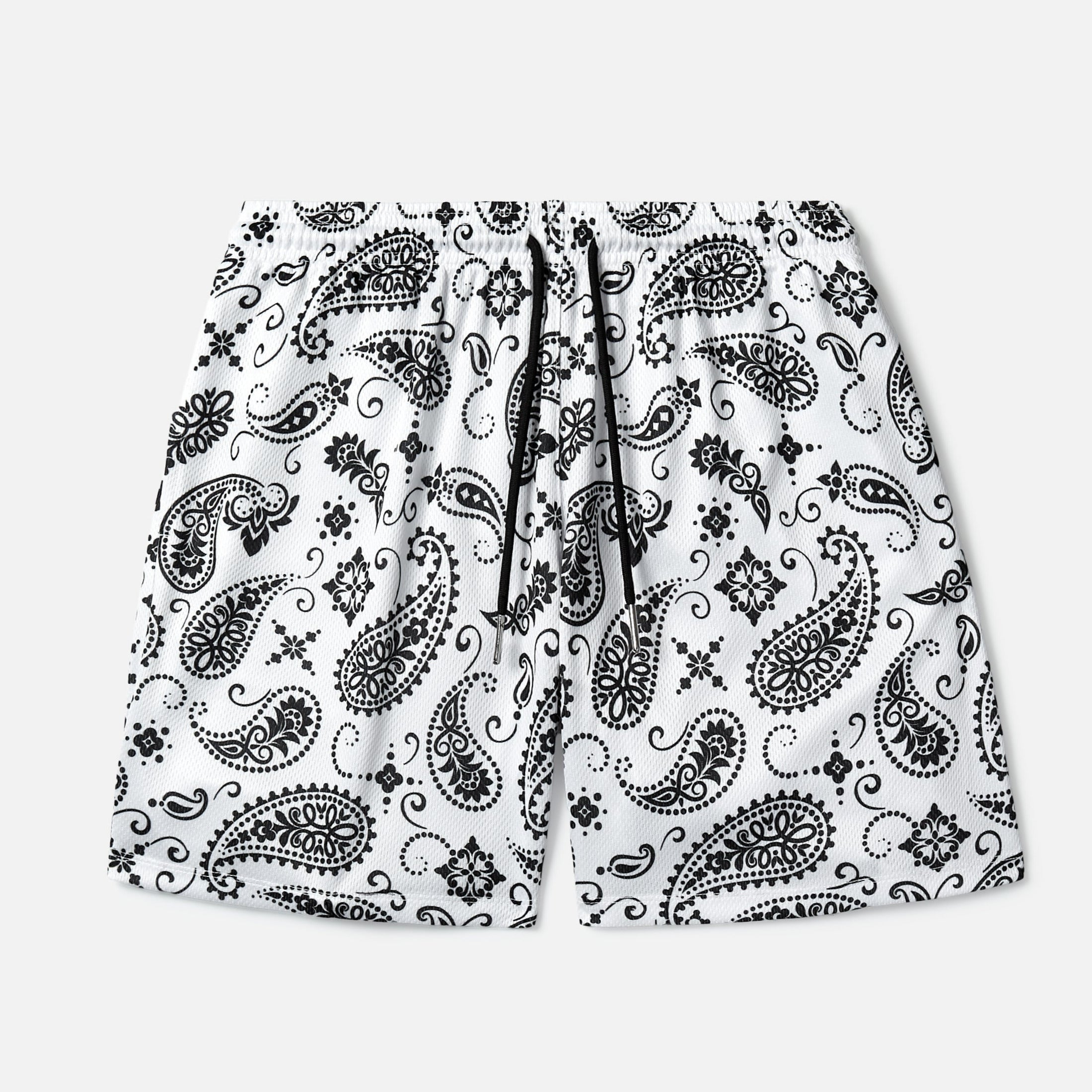 PAISLEY PARADISE- WHITE SHORTS